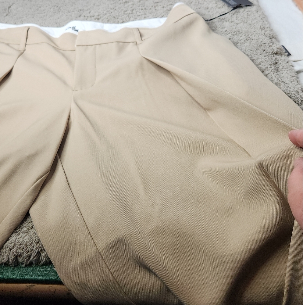 Women's Mid-Rise Wide Leg Contrast Waistband Trousers Future Collective Khaki XL - Picture 9 of 16